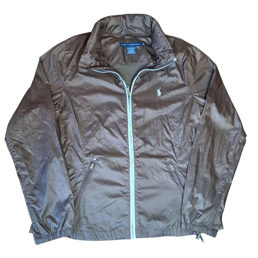 Ralph Lauren Golf Jacket Womens Medium NWOT Chocolate Brown Full Zip Windbreaker